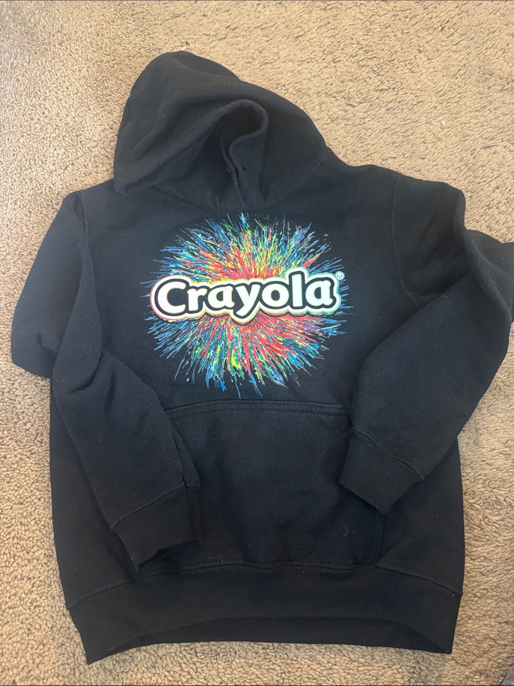 Crayola Black Hoodie with Multicolor Burst Logo